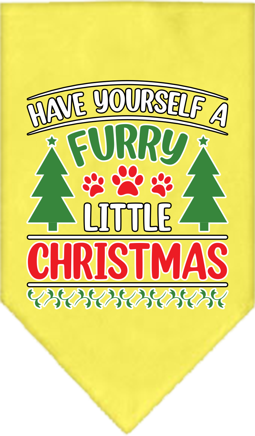 Furry Little Christmas Screen Print Bandana Yellow Size Large